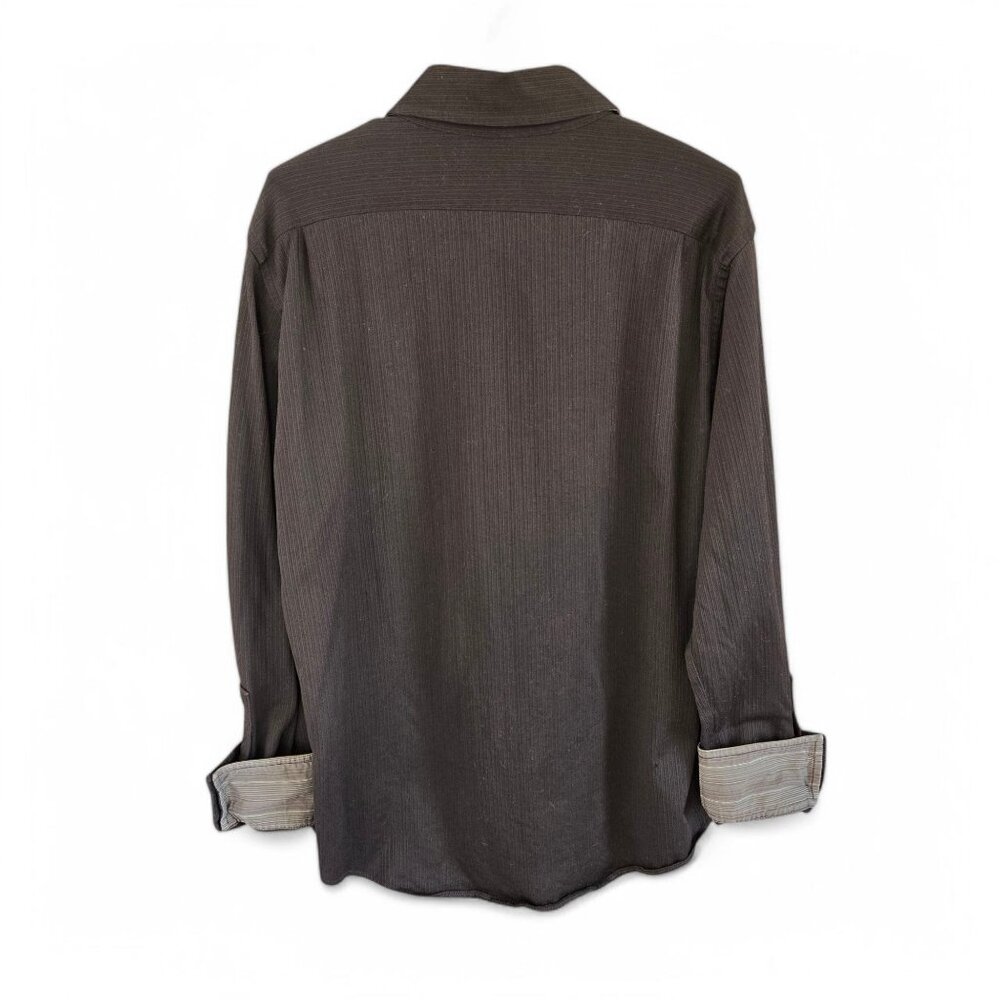 Lauren Ralph Lauren Button-Up Shirt Mens Ribbed Textured Brown Striped Size XL - Picture 3 of 10